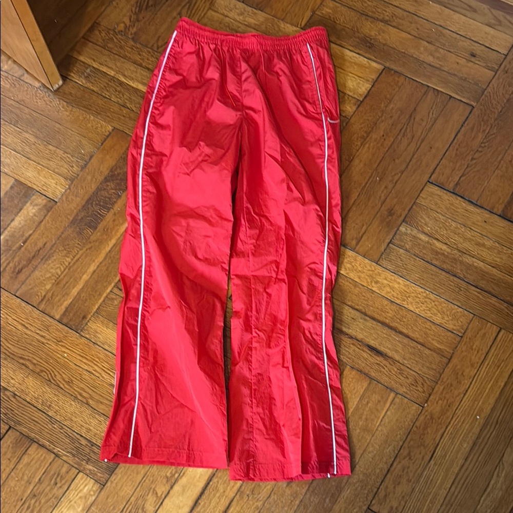 Nike Red Track Pants with White Stripes